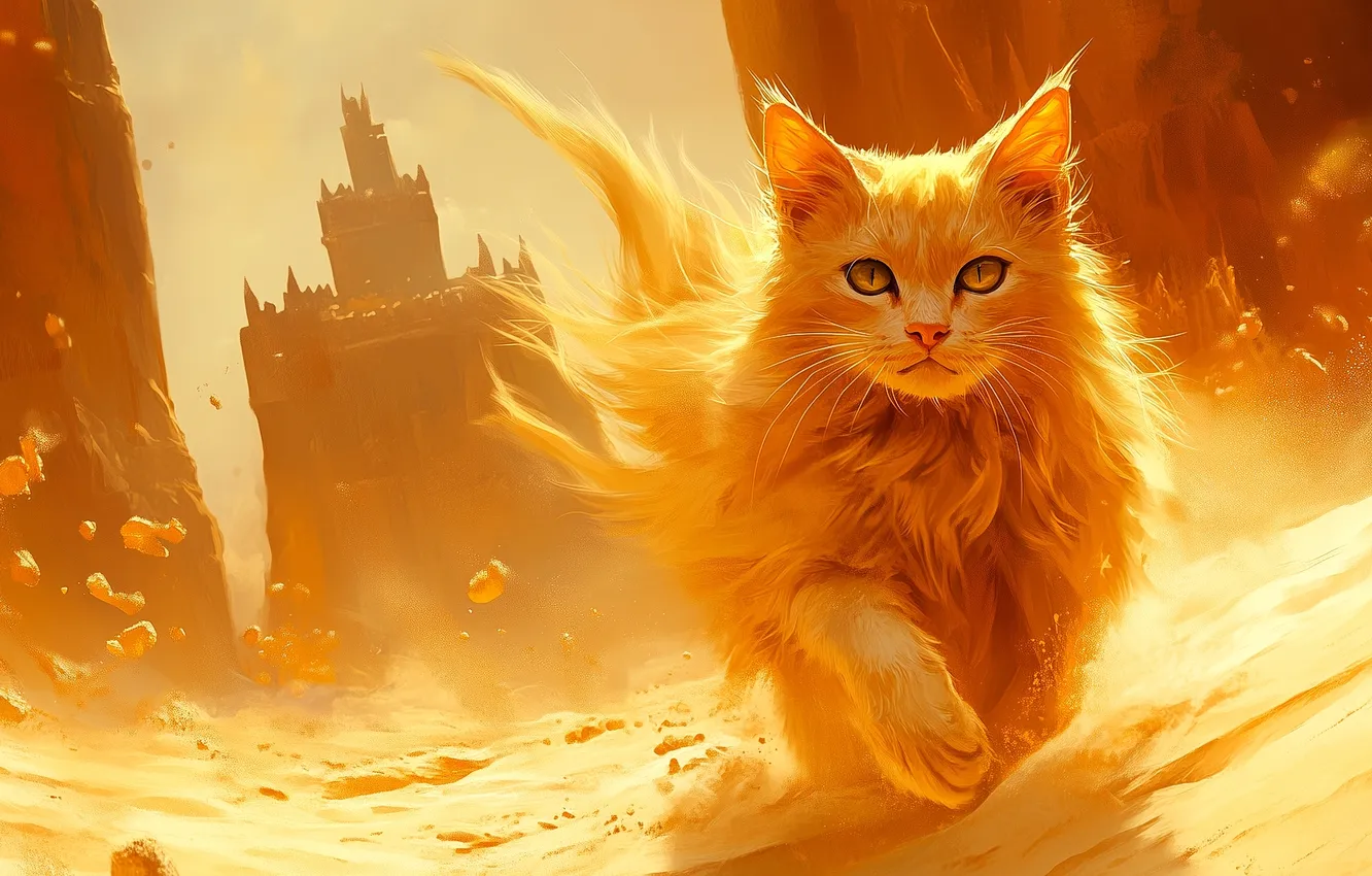 Photo wallpaper cat, fantastic, rendering, neural network