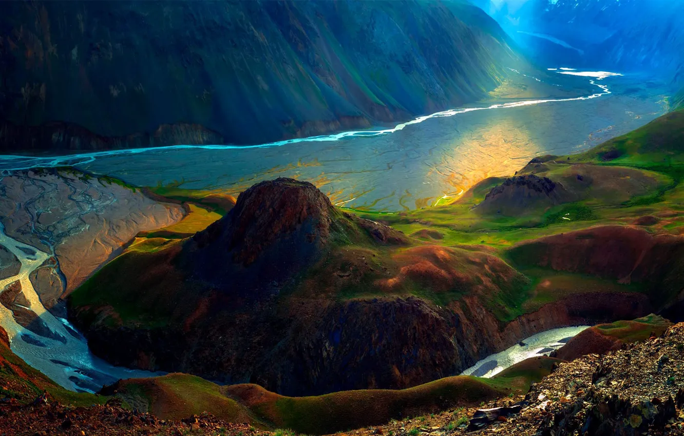Photo wallpaper mountains, river, The Himalayas