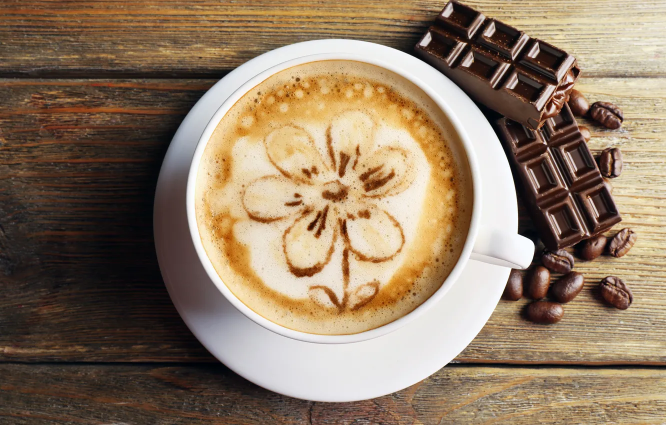 Photo wallpaper coffee, chocolate, grain, cappuccino, sweet