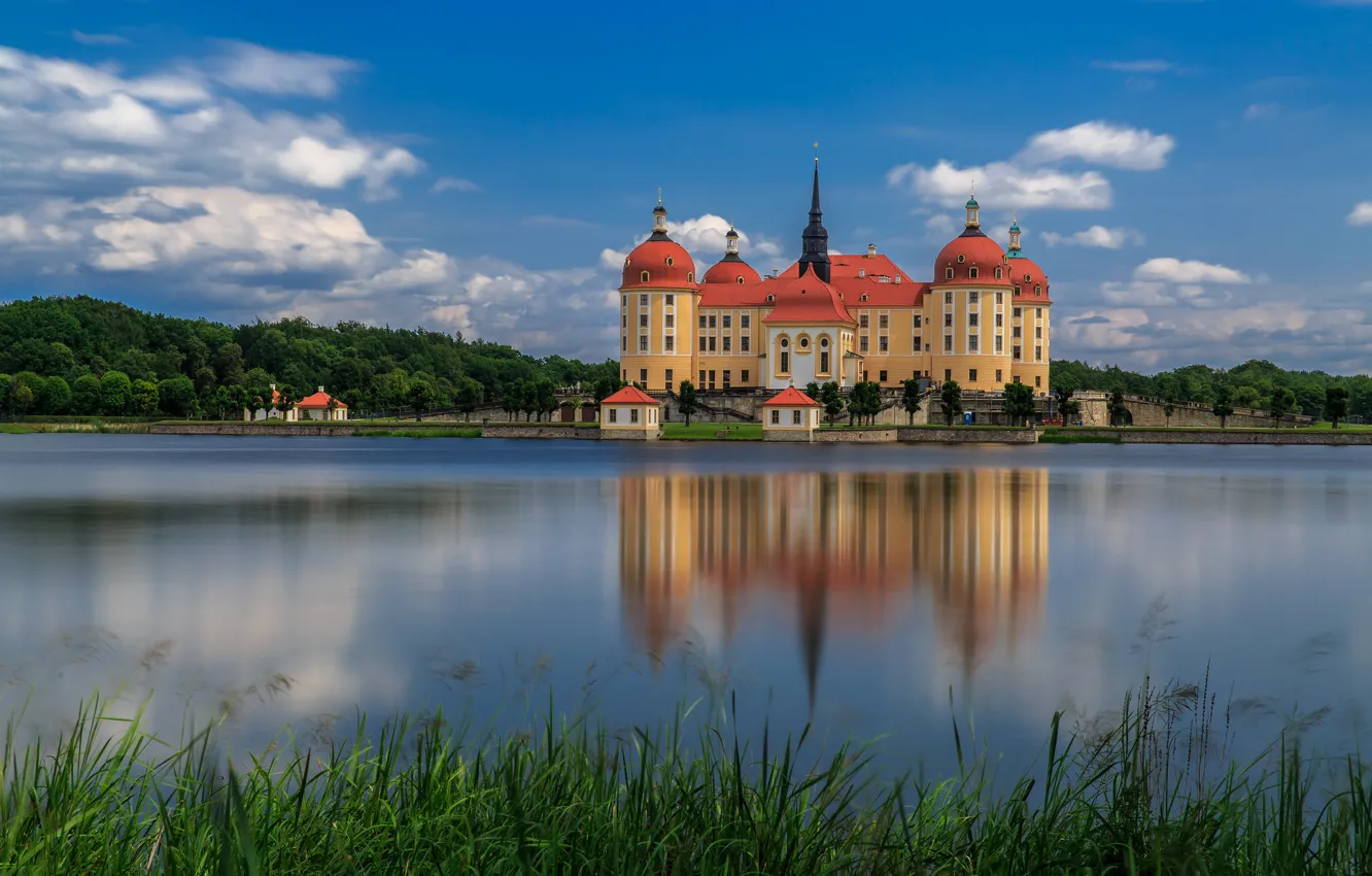 Photo wallpaper water, reflection, Germany, Germany, Moritzburg Castle, Moritzburg Castle