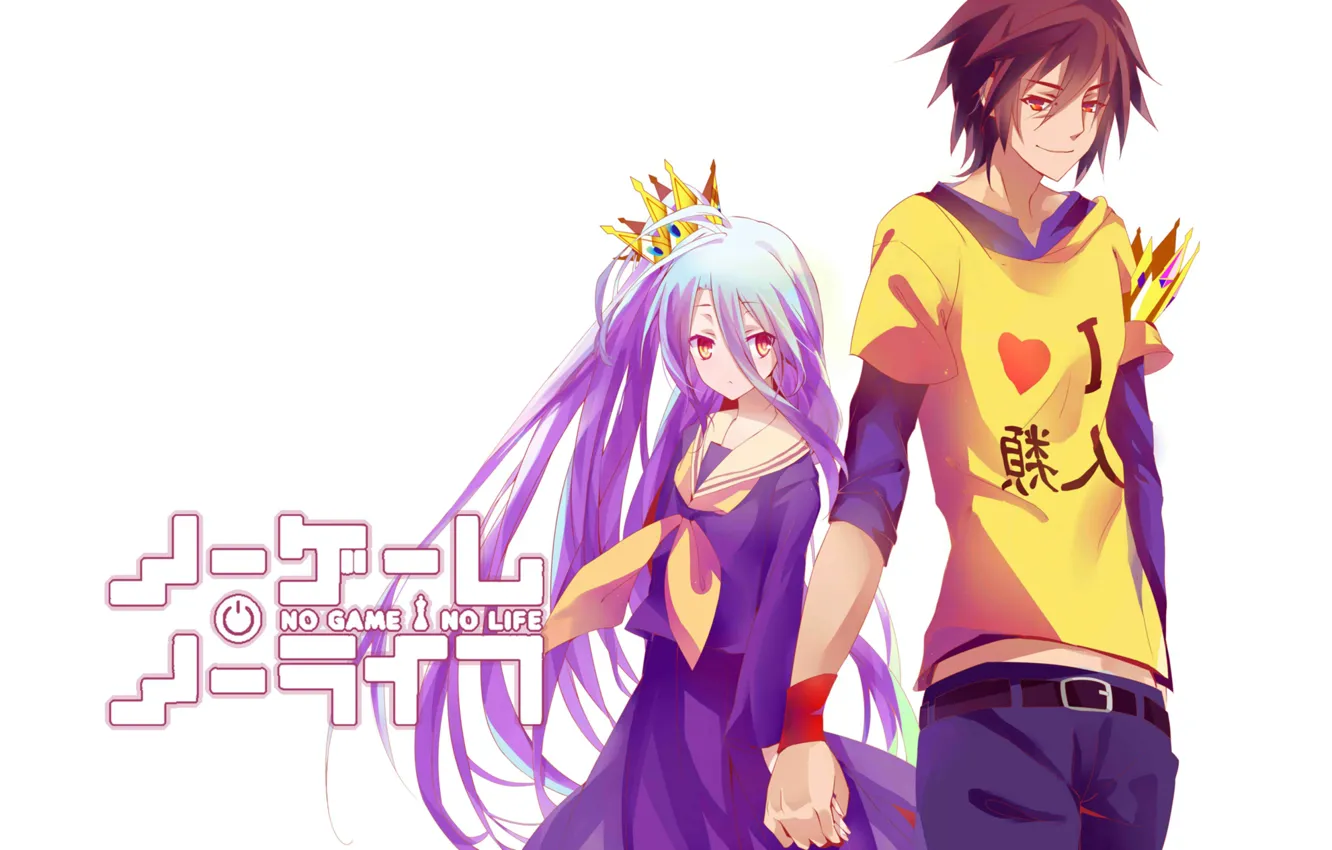 Photo wallpaper anime, art, girl, guy, two, No Game No Life