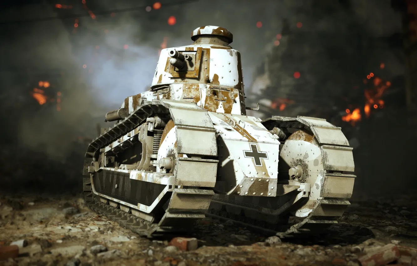 Photo wallpaper tank, battlefield, Battlefield 1