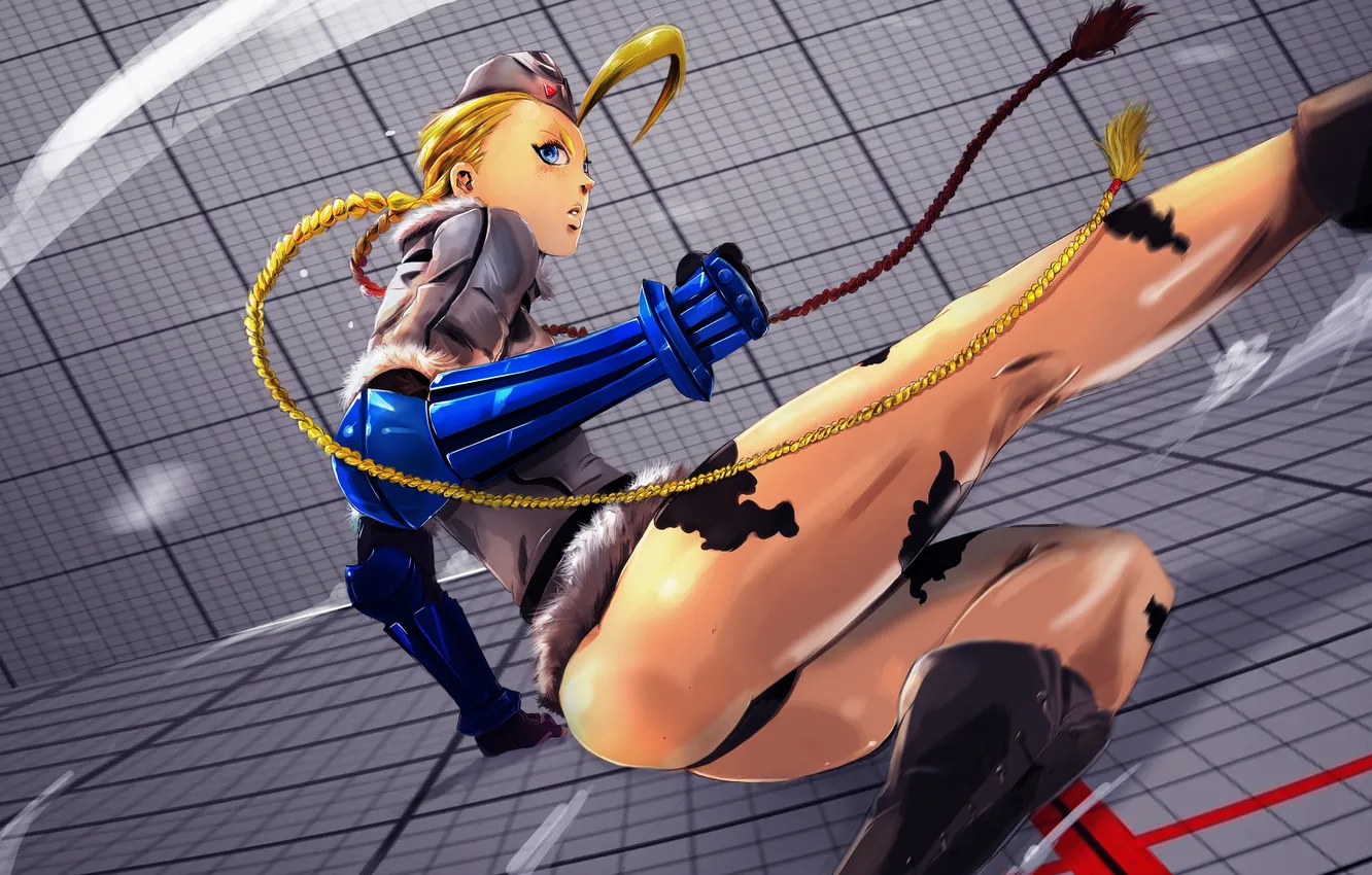 Photo wallpaper girl, art, blow, braid, Cammy, Street Fighter