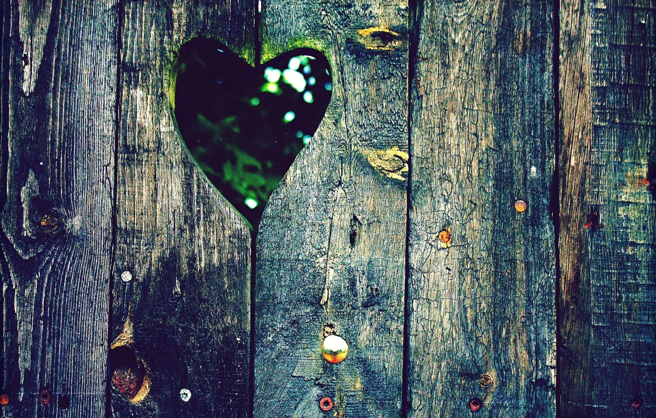 Photo wallpaper photo, background, Wallpaper, heart, Board, the fence, color, different
