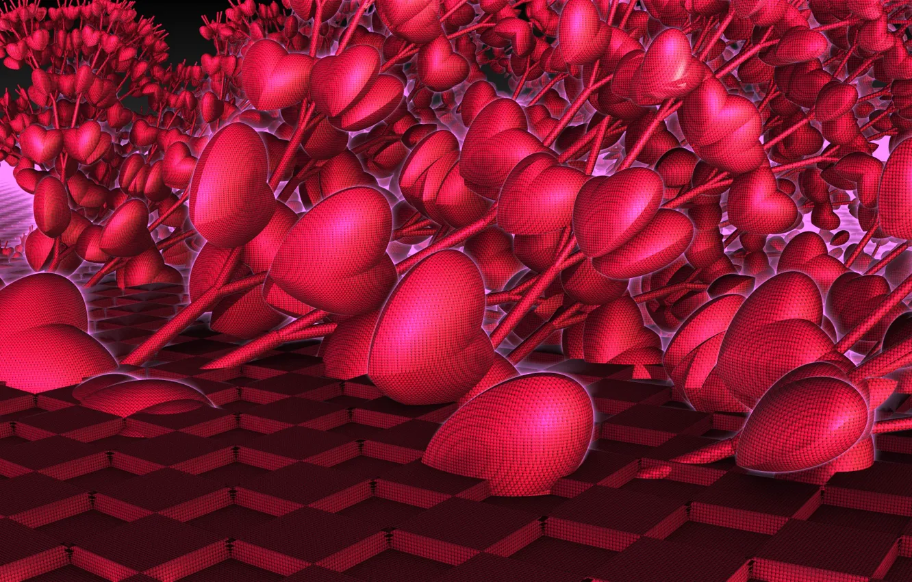 Photo wallpaper flowers, hearts, the volume