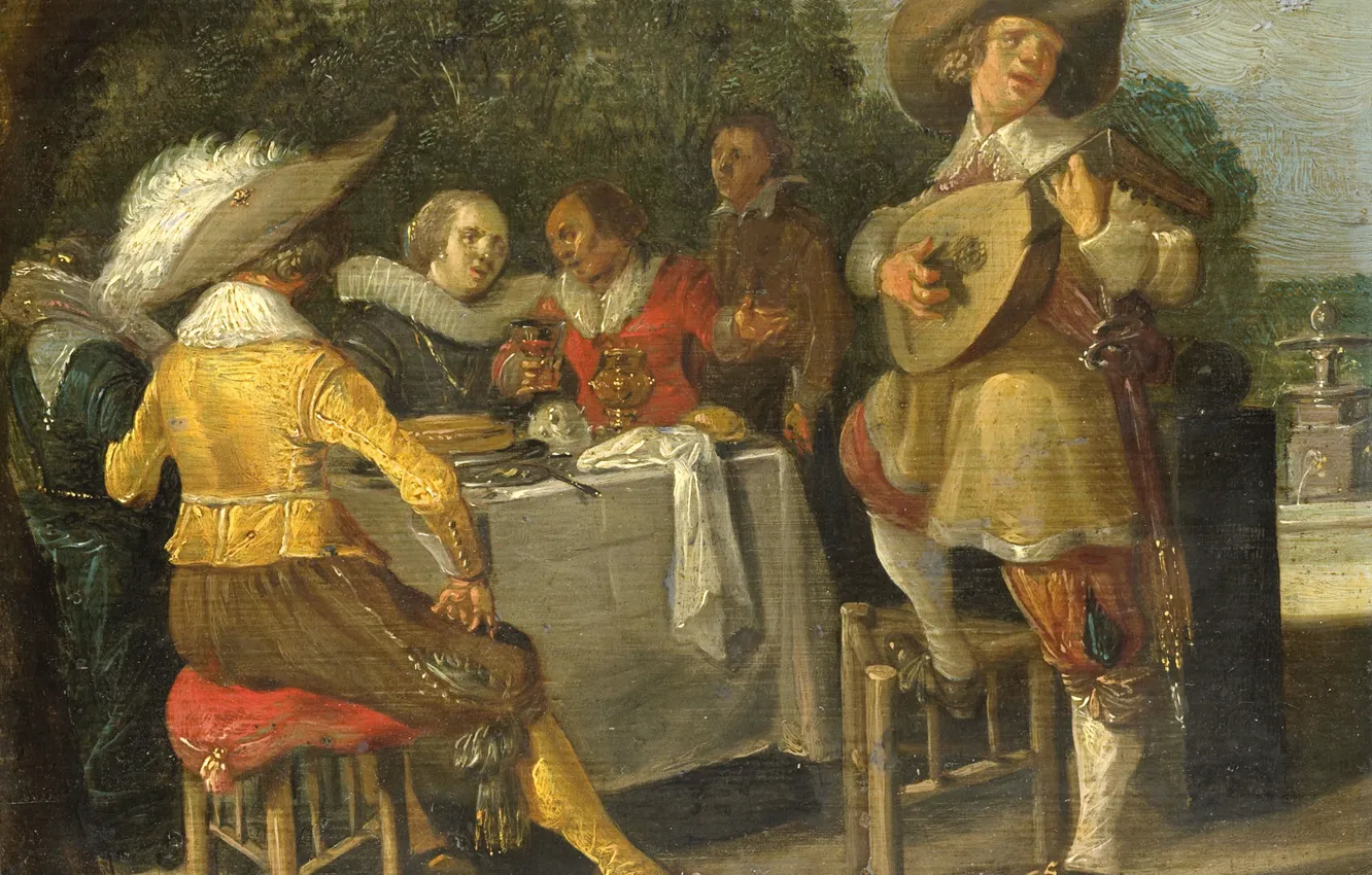 Photo wallpaper oil, picture, Dirk Hals, 1630, Party outdoors, Dirck Hals