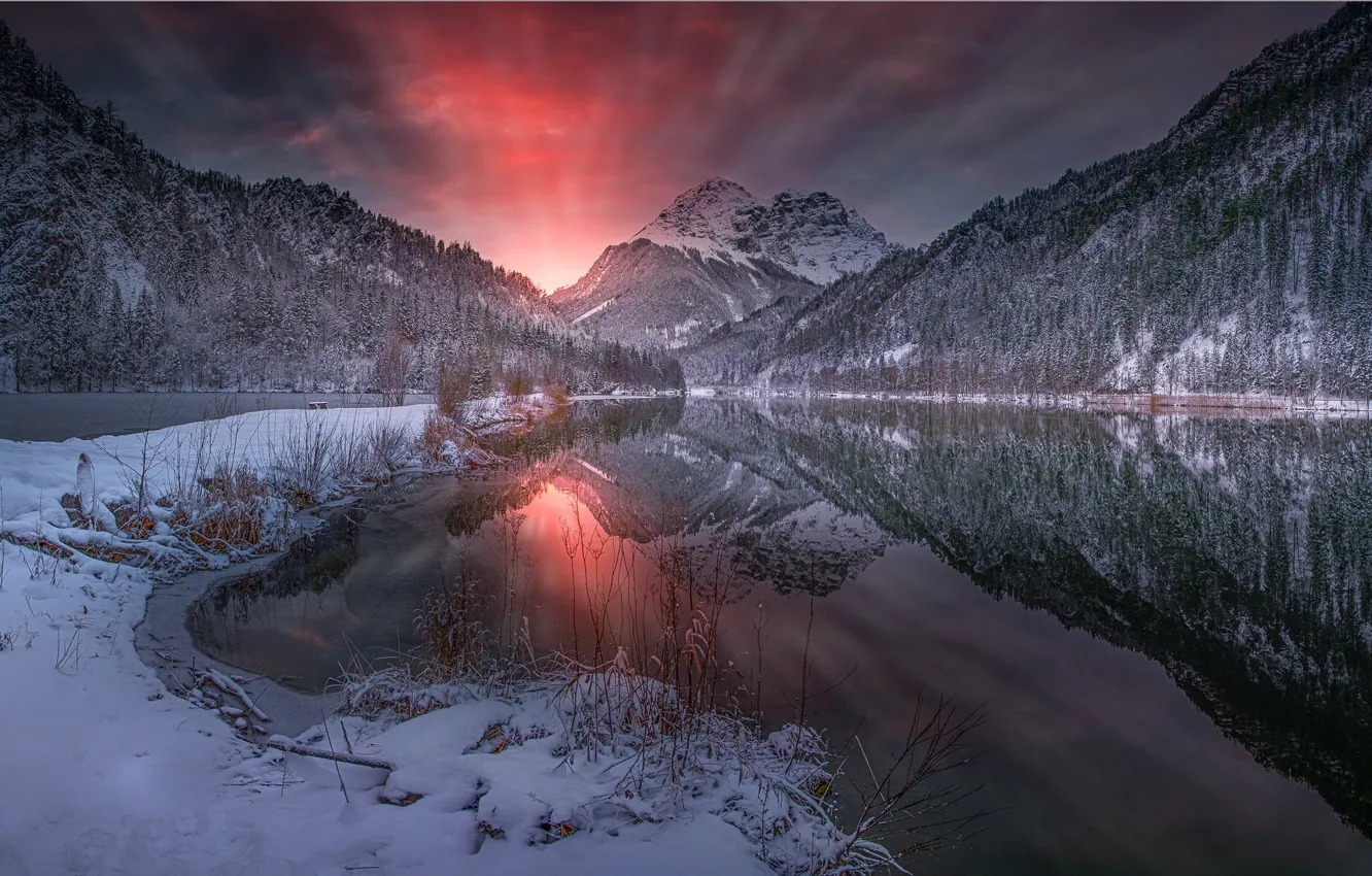 Photo wallpaper winter, snow, mountains, snow