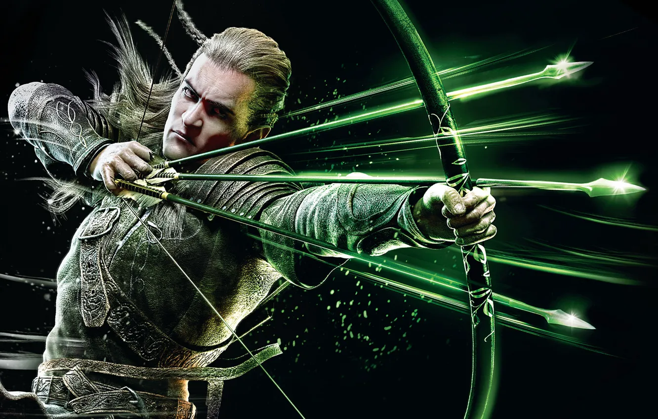 Photo wallpaper the dark background, elf, bow, the Lord of the rings, arrows, the lord of the …