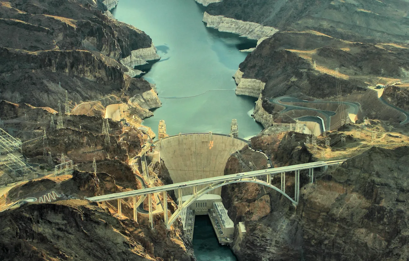 Photo wallpaper river, dam, AZ, dam, Nevada, Arizona, Nevada, Hoover Dam