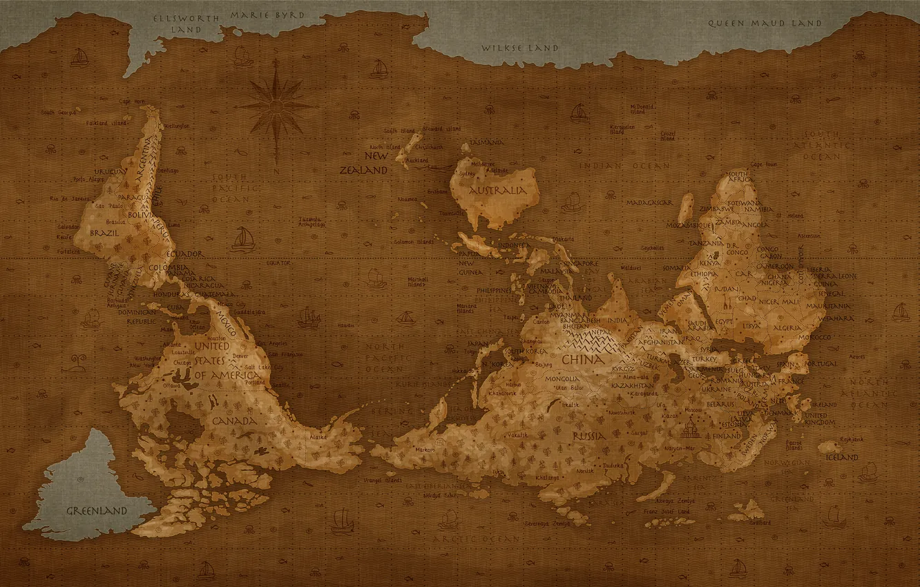 Photo wallpaper the world, map, Inverted