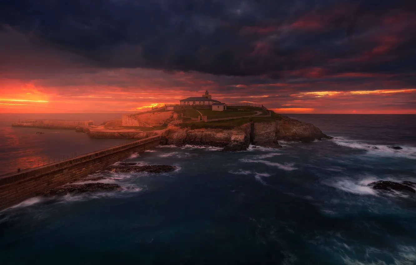 Photo wallpaper sea, shore, home, pierce, twilight, Cape