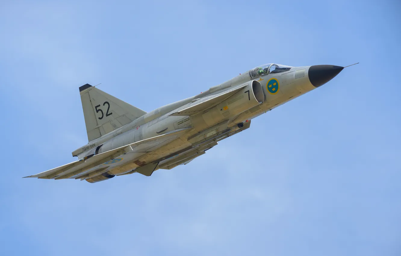 Photo wallpaper fighter, You can, Viggen, AJS-37