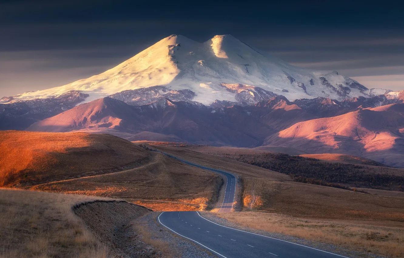 Photo wallpaper sunset, mountains, nature, Elbrus, Sergei Lukanin