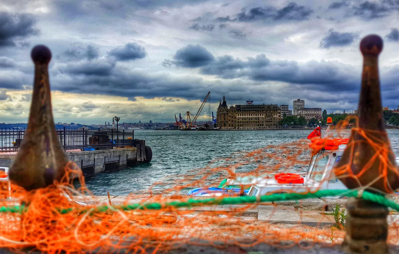 Photo wallpaper city, sea, station, train, Turkey, history, building, Istanbul