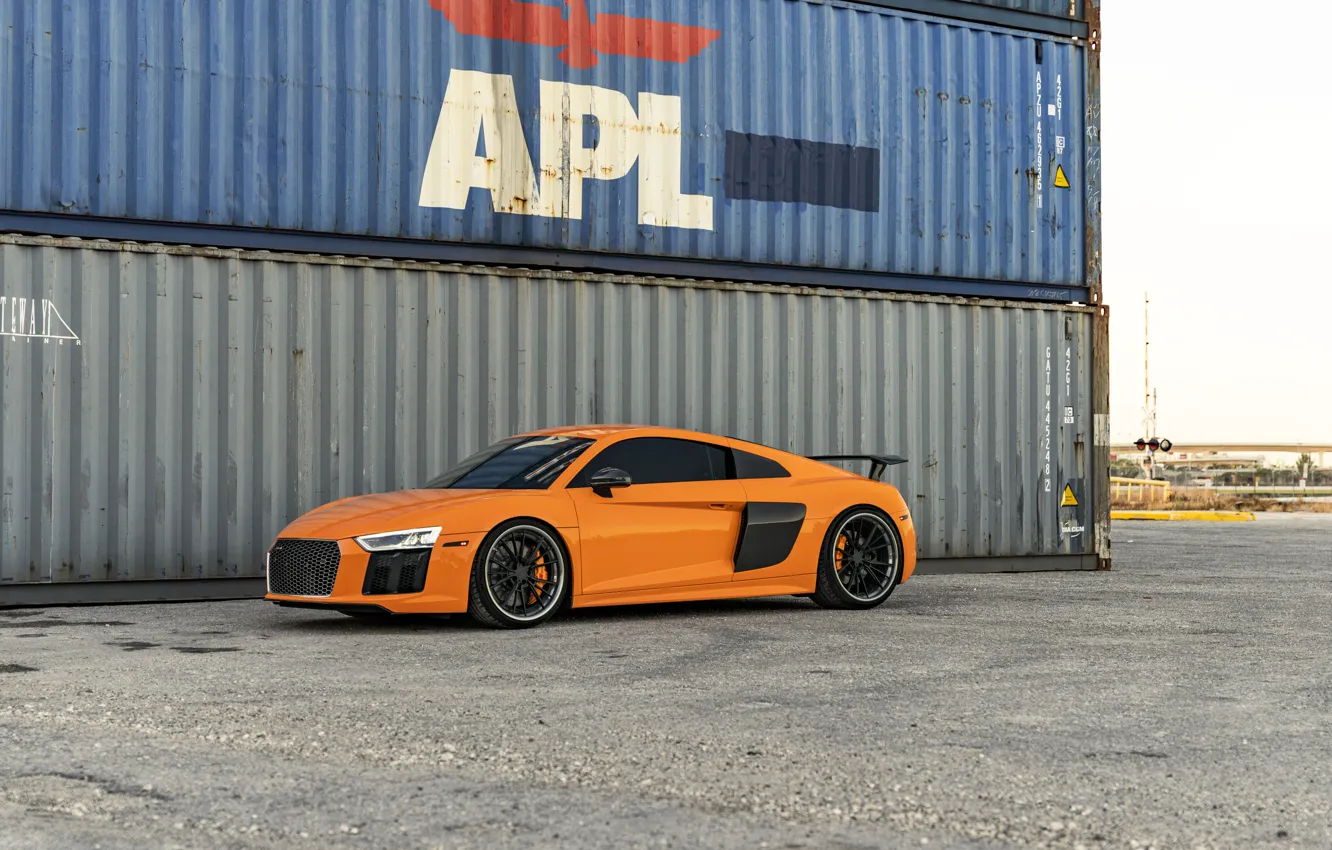 Photo wallpaper Audi, Orange, Audi R8, Container