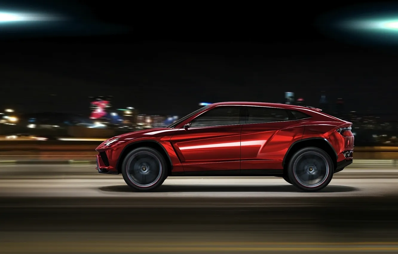 Photo wallpaper night, the city, SUV, Lamborghini Urus Concept 2012