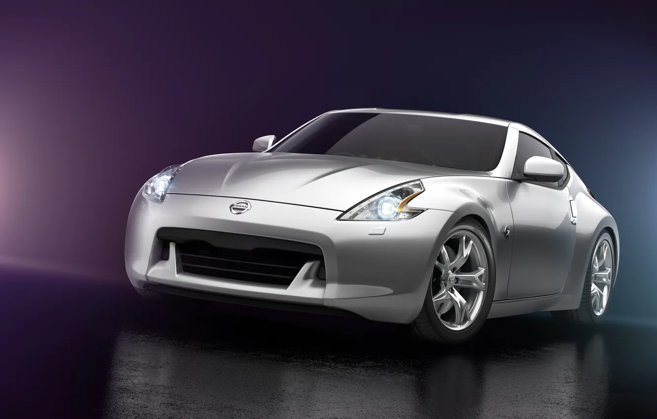 Photo wallpaper light, glare, silver, Nissan, Nissan, silvery, 370Z