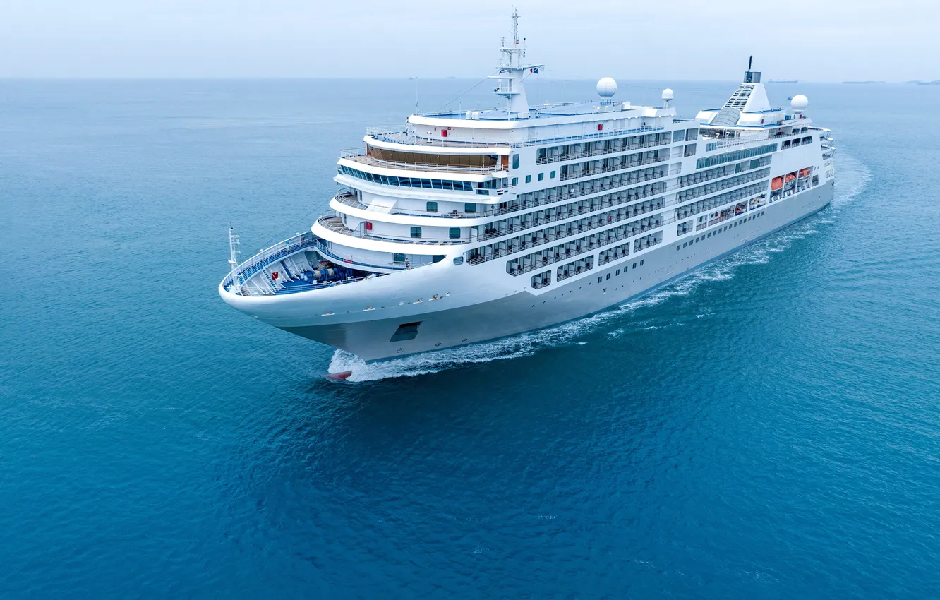 Photo wallpaper sky, sea, ocean, view, ship, boat, Cruise, aerial