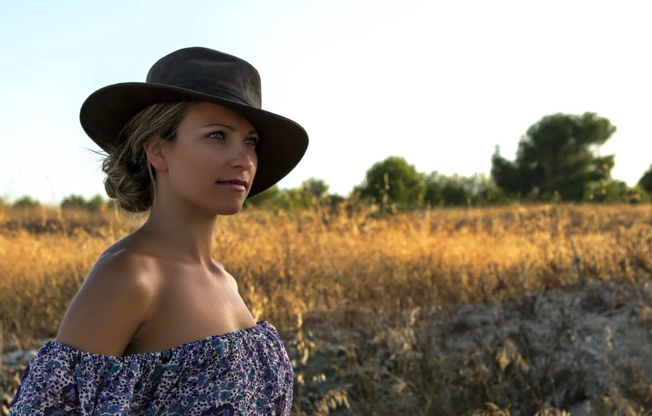 Photo wallpaper girl, portrait, hat