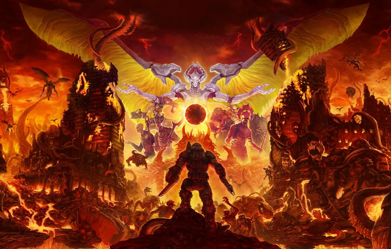 Photo wallpaper rock, game, Hardcore, Bethesda Softworks, id Software, Doom Eternal