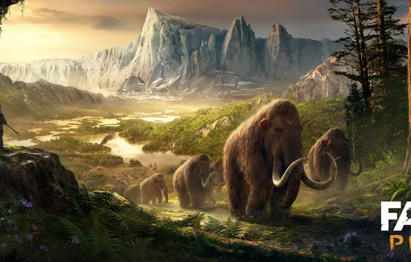 Photo wallpaper Far Cry, Ubisoft, Primal, Mammoths, Ancient