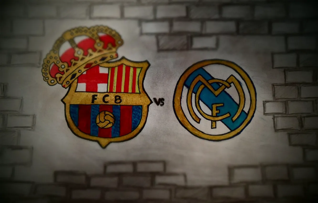 Photo wallpaper Real Madrid, Real Madrid, FC Barcelona, FC Barcelona, The Classic, drawn, El Classico