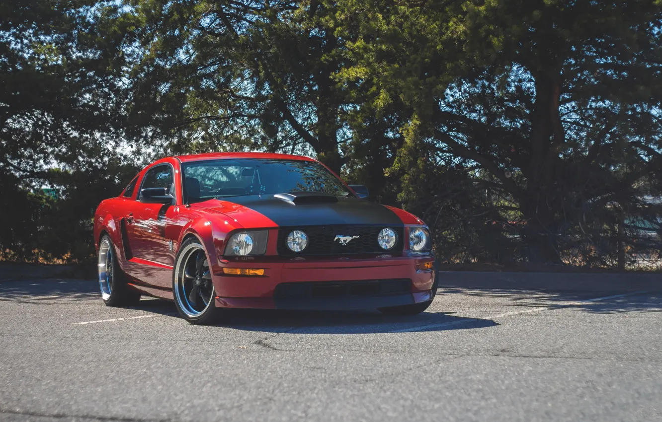 Photo wallpaper Mustang, Ford, Red, Parking, GT