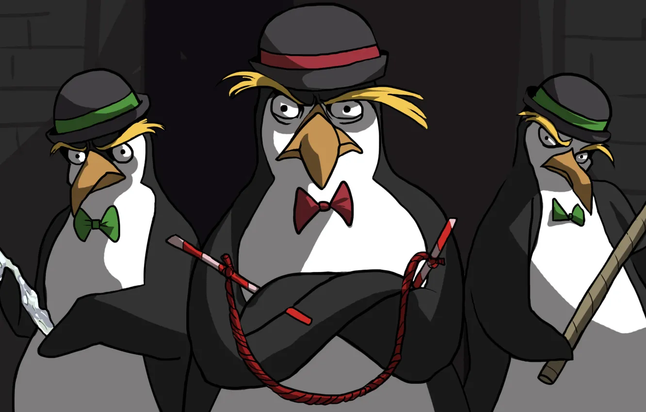 Photo wallpaper Butterfly, Retro, Penguins, Weapons, Gang, Holiday Sale 2015, The Black Ice Boys, Bowler