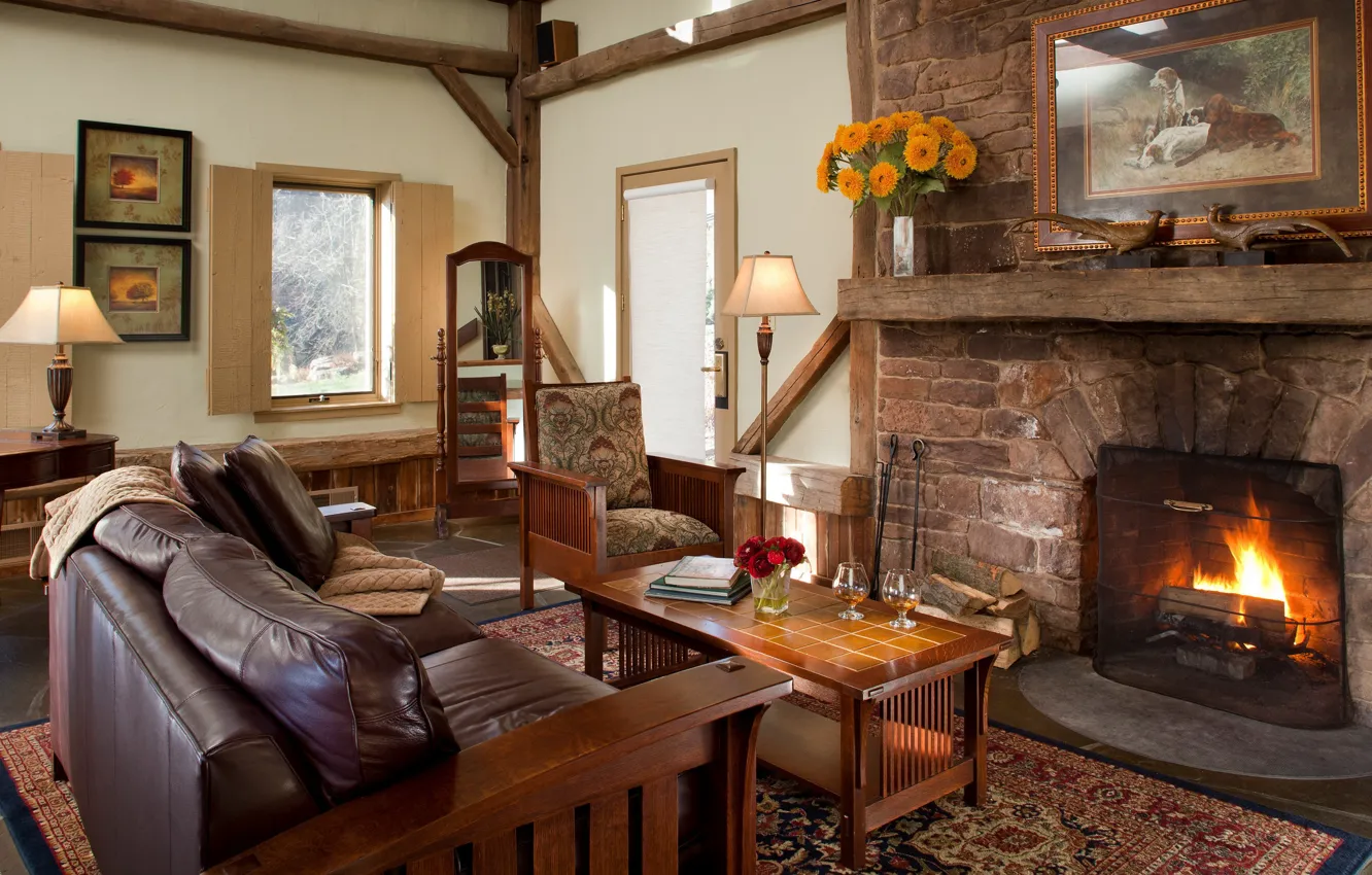 Photo wallpaper design, style, interior, fireplace, living room, Pennsylvania