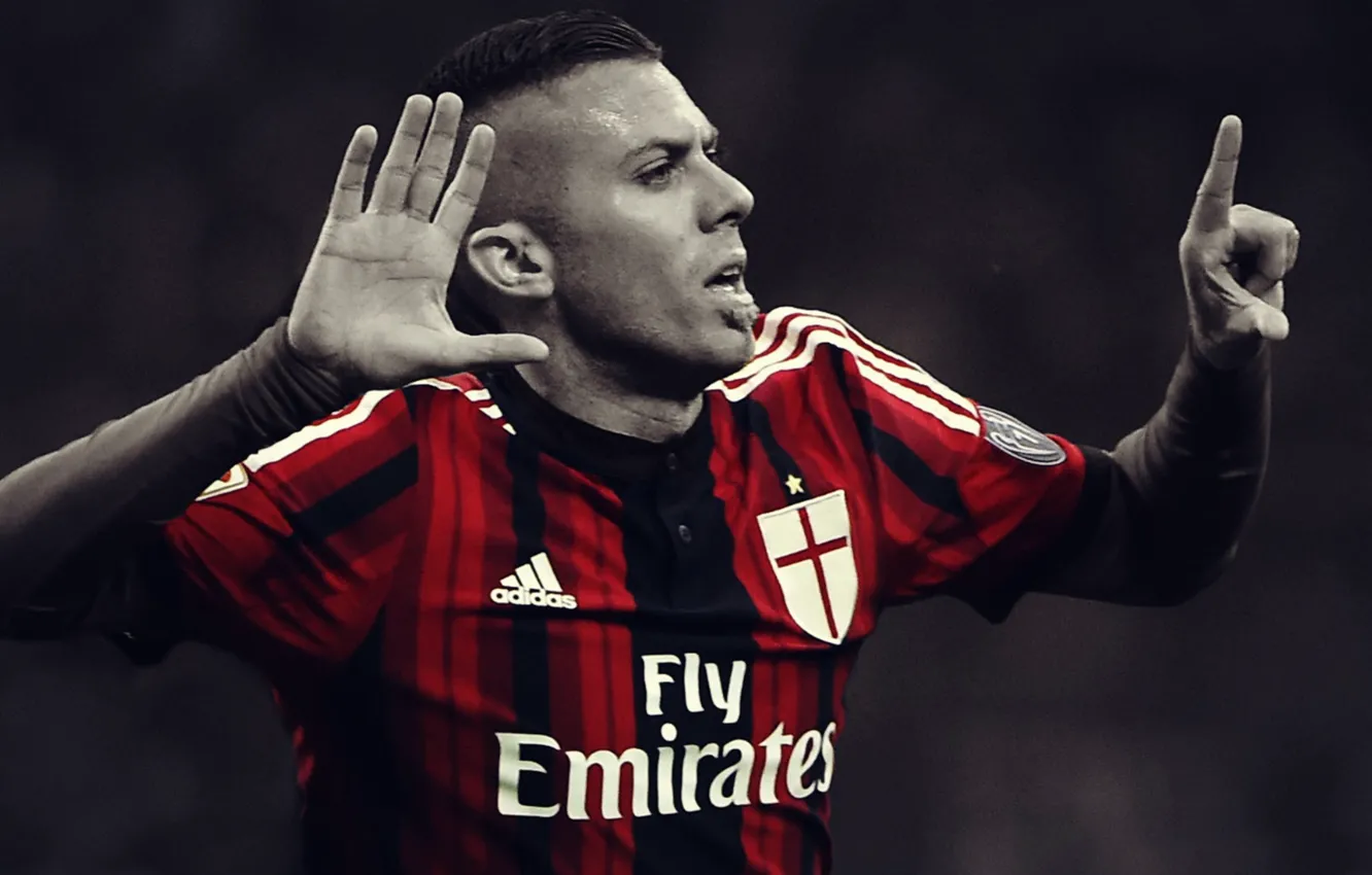 Photo wallpaper Italy, black and white, footbal, Milan, players, Menez