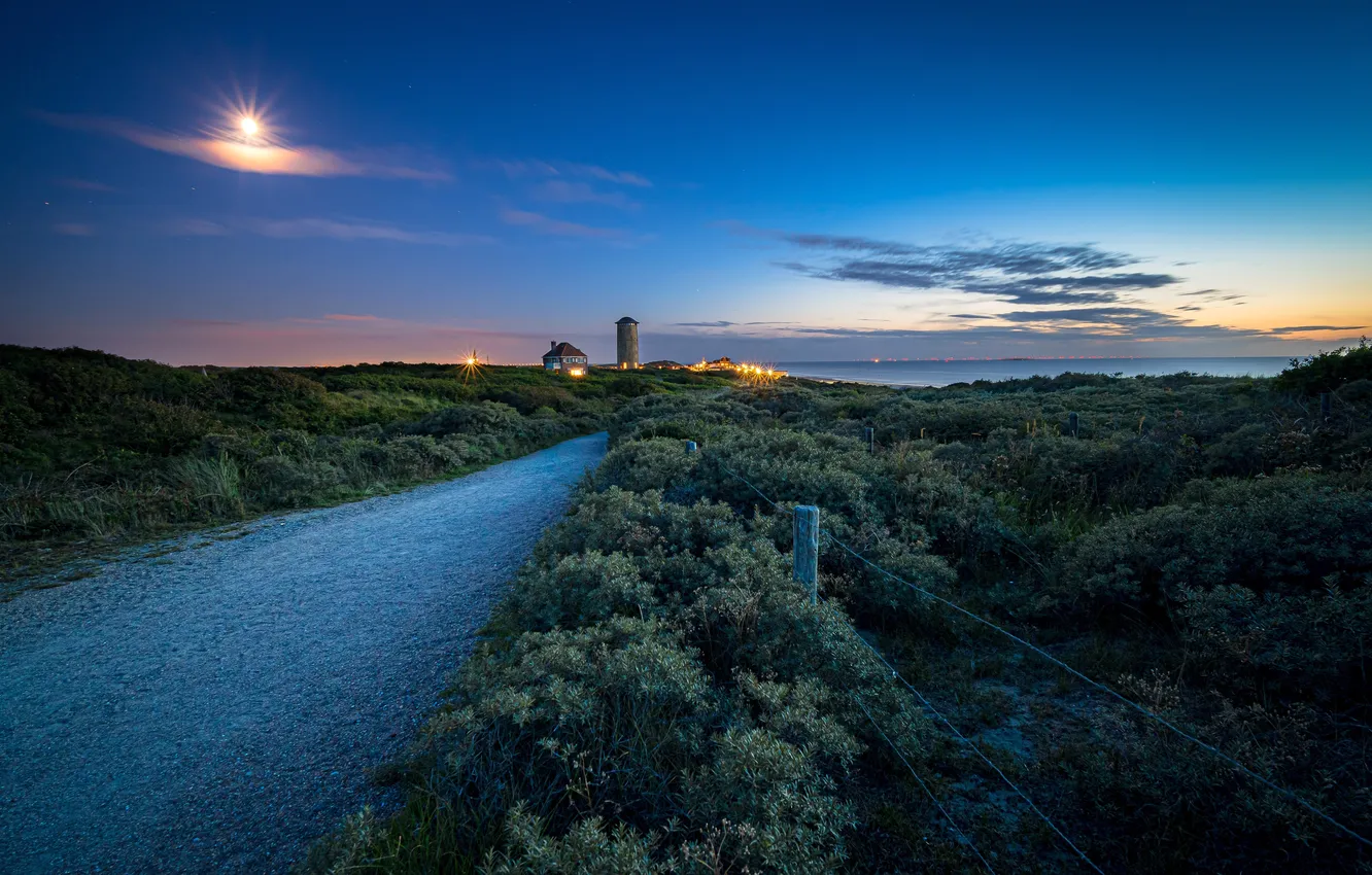 Photo wallpaper forest, the sky, clouds, trees, river, horizon, space