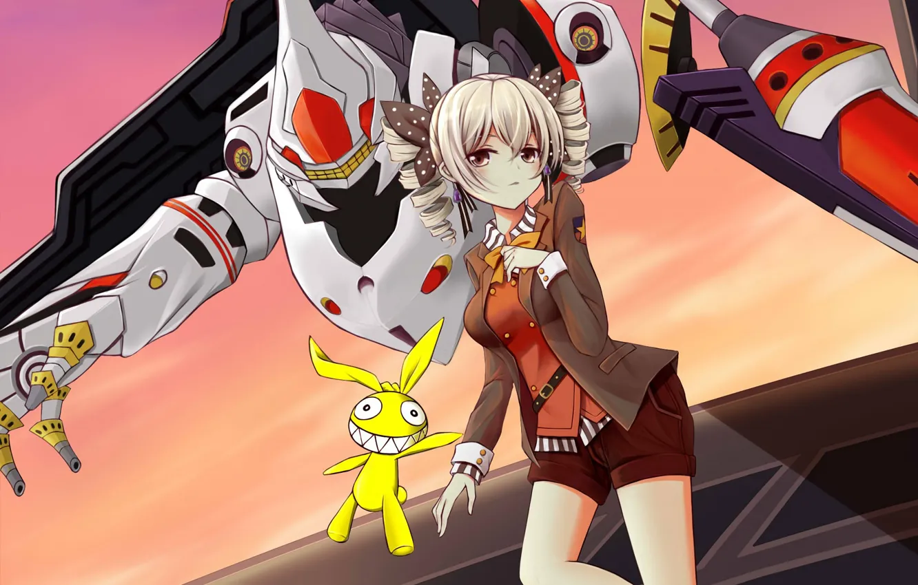 Photo wallpaper robot, girl, tails