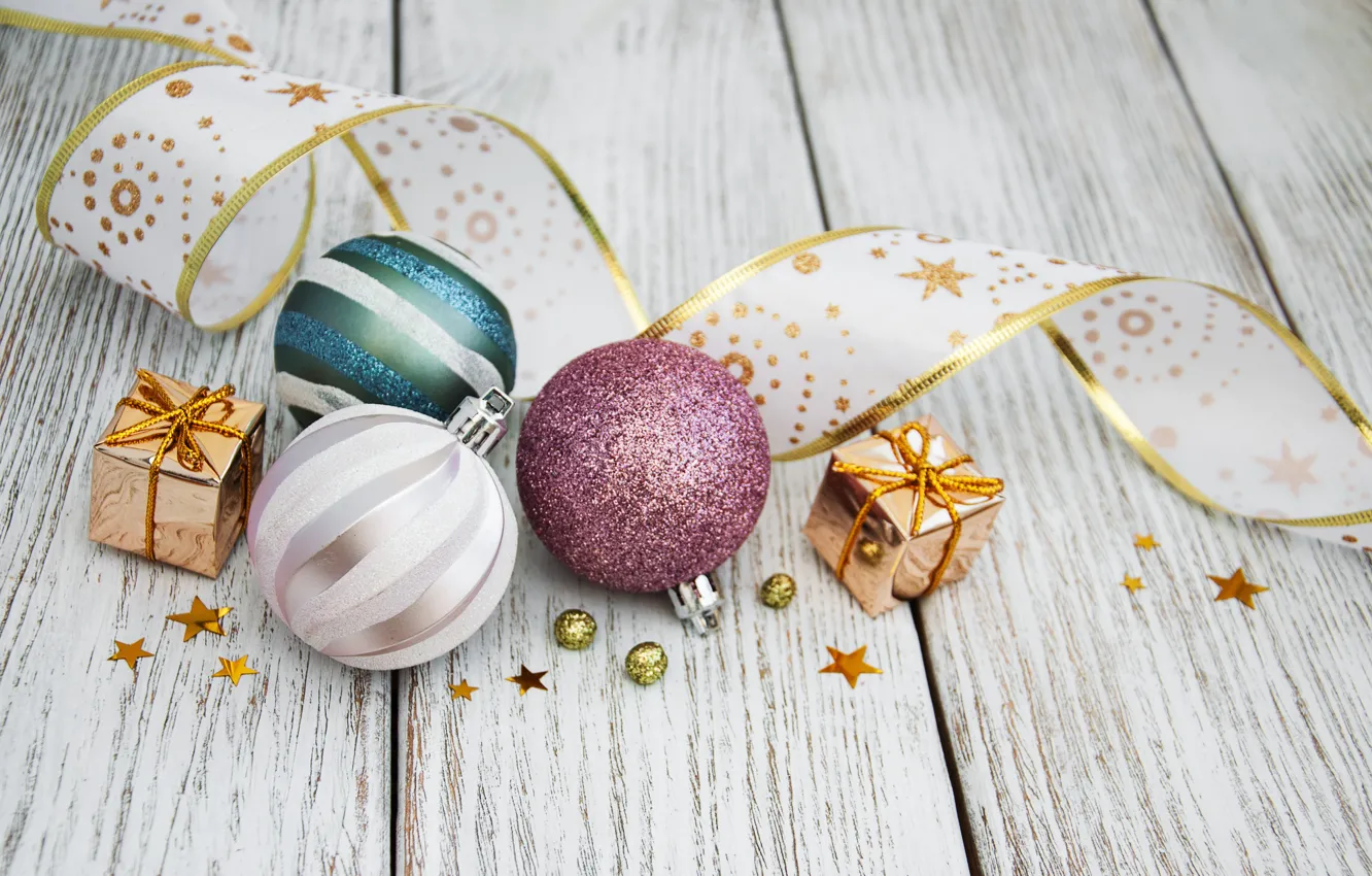 Photo wallpaper holiday, balls, new year, composition, Olena Rudo