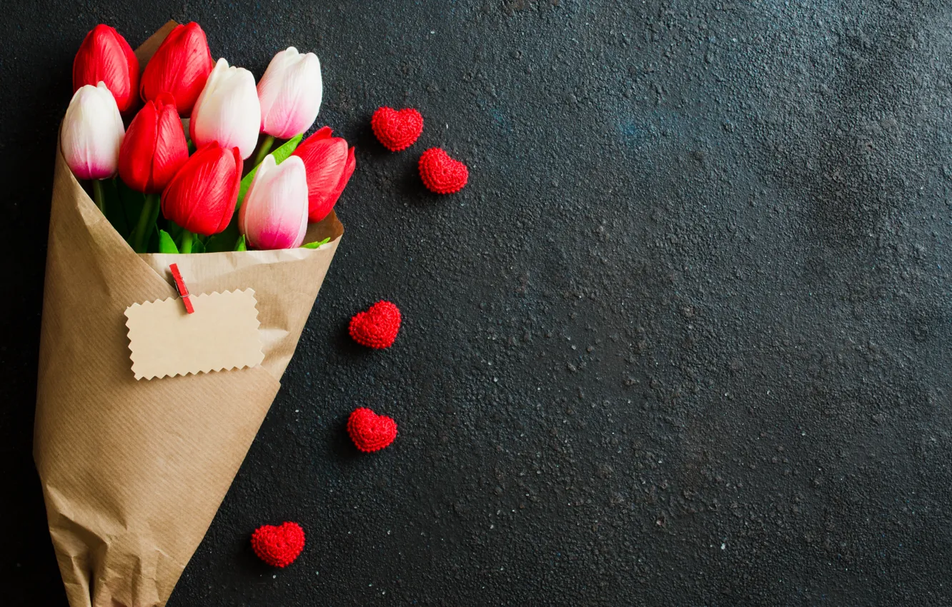 Photo wallpaper paper, background, bouquet, tulips