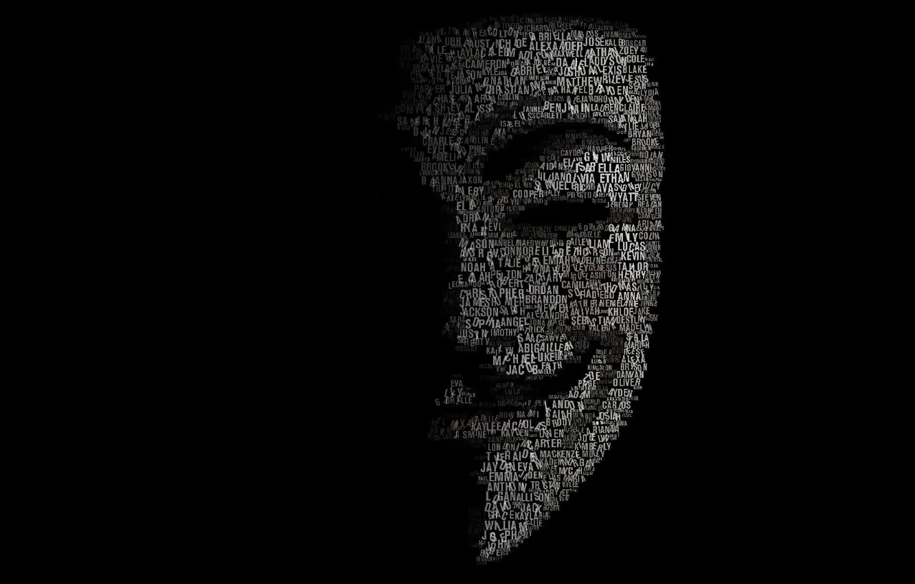 Photo wallpaper background, attack, mask, words, Anonymous, anonymous, hacker