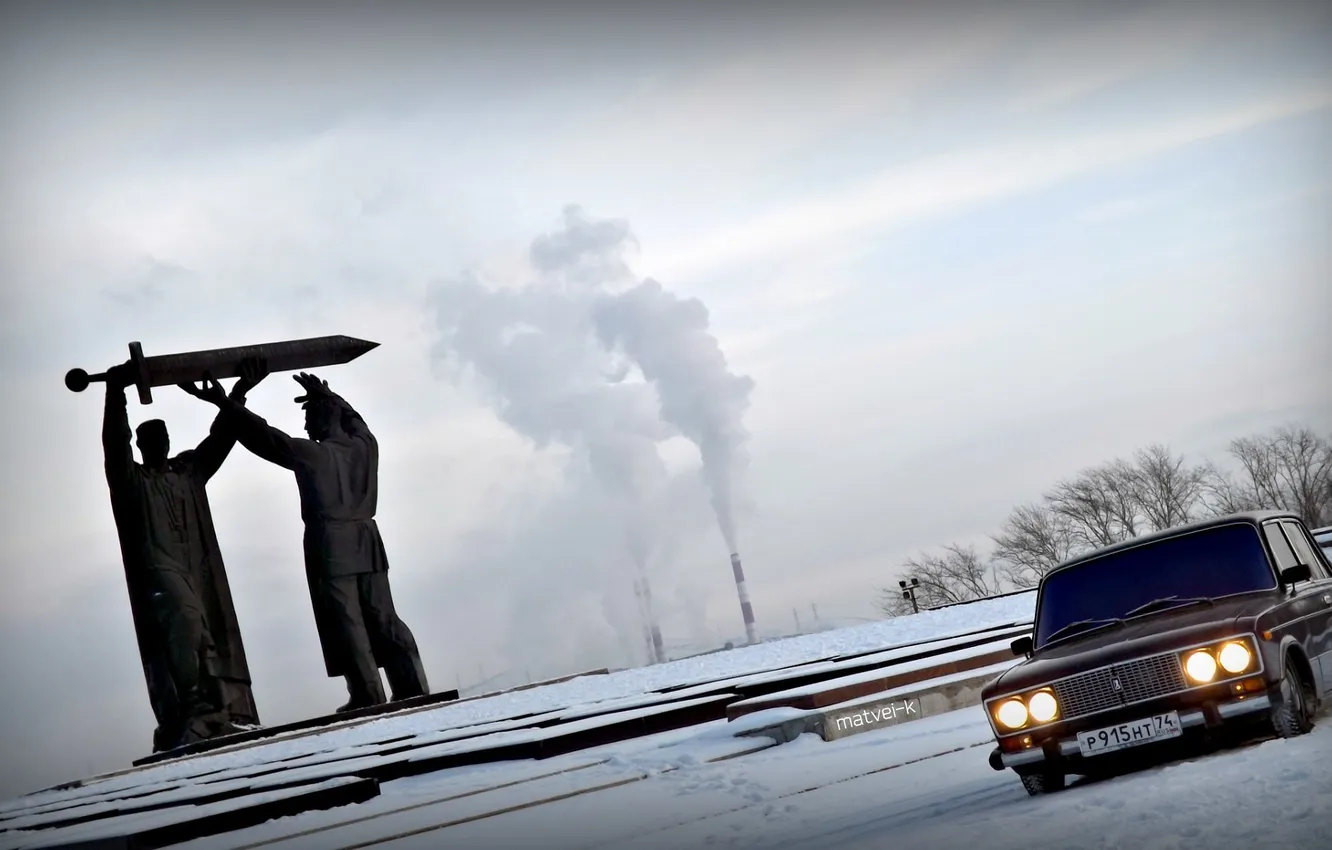 Photo wallpaper machine, auto, monument, Lada, auto, Lada, 2103, VAZ