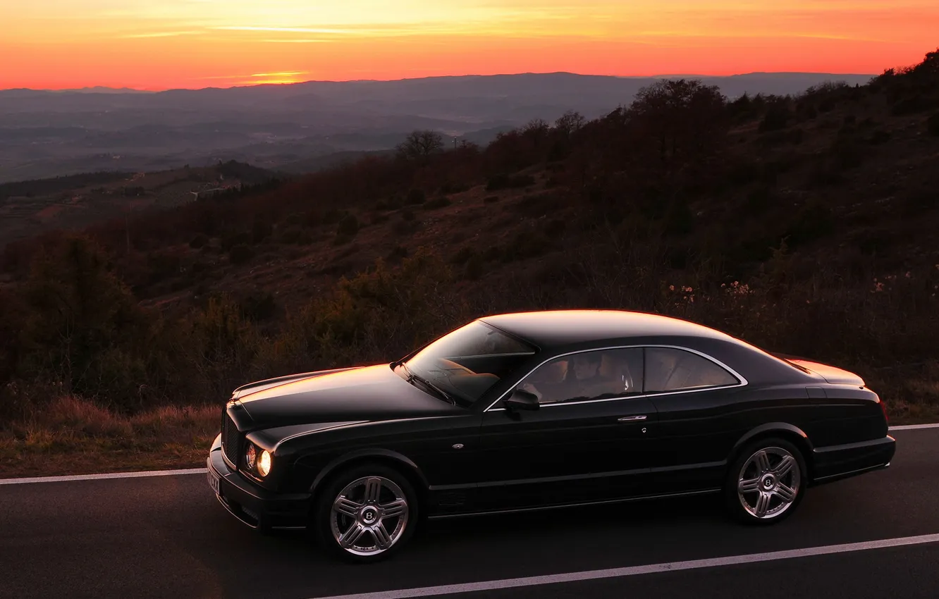 Photo wallpaper landscape, sunset, coupe, Bentley, Brooklands, Bentley, Brooklands, nice car
