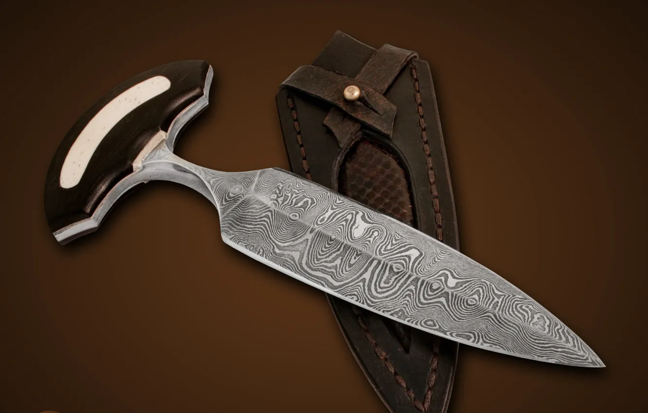 Photo wallpaper leather, knife, sheath, grooves, buffalo horn, by theforgeoftalents, push dagger, pushdagger