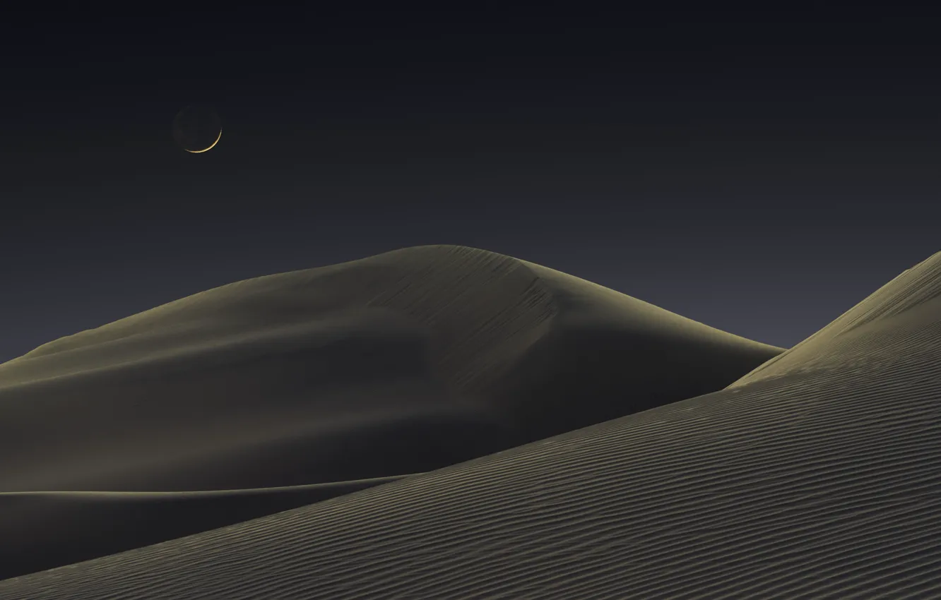 Photo wallpaper moon, eclipse, night, dunes