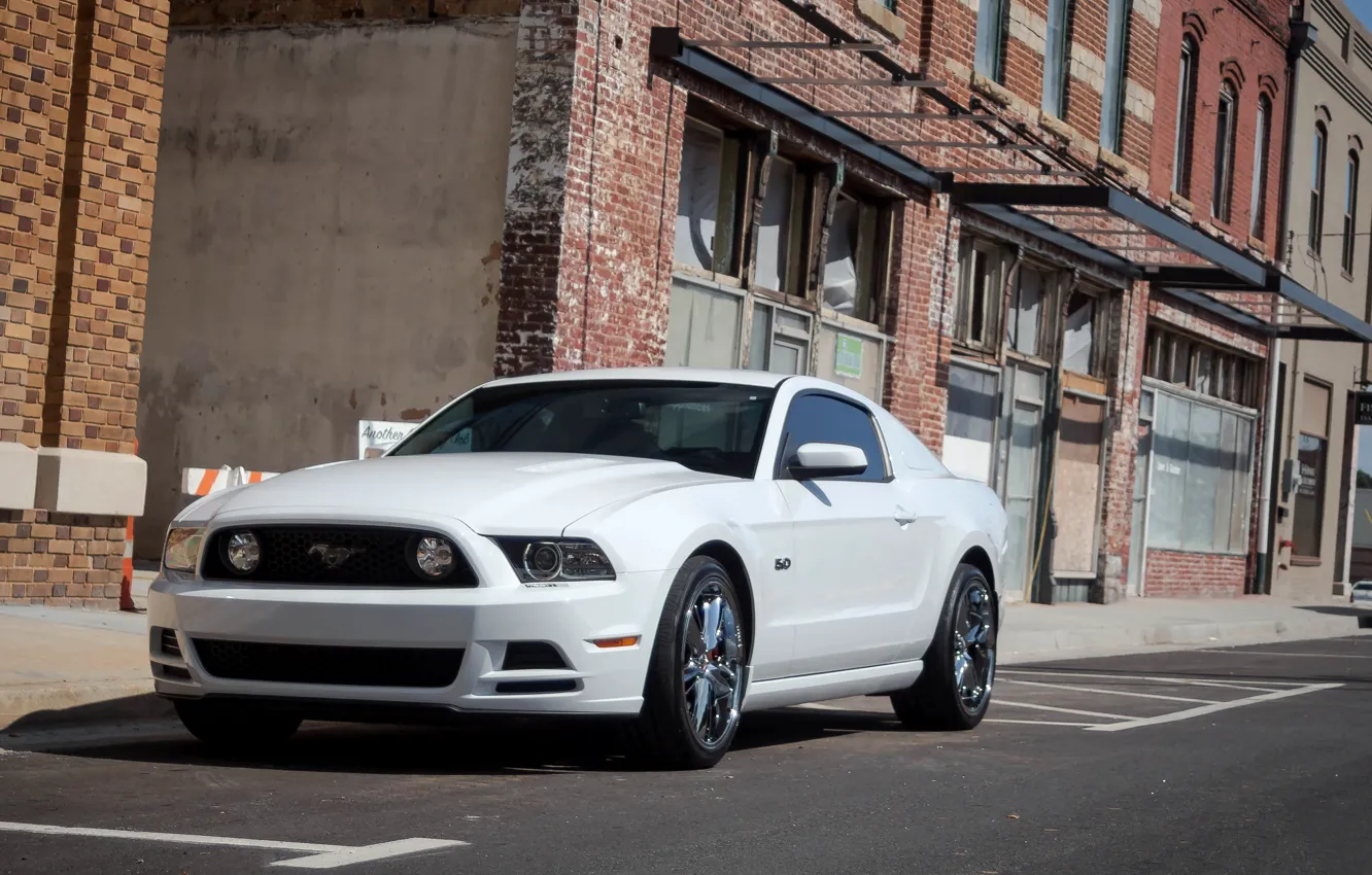 Photo wallpaper Mustang, Ford, 5.0, White, Street