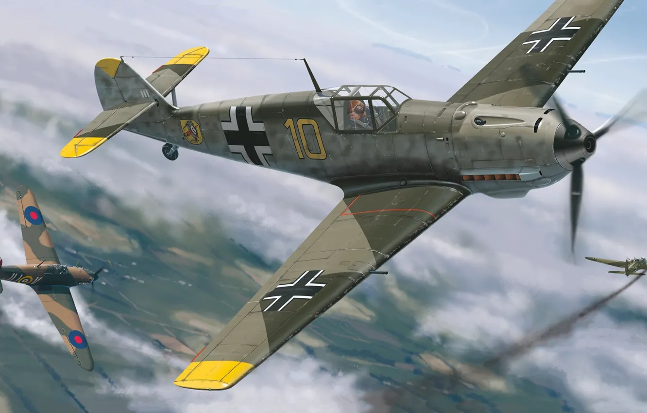 Photo wallpaper Germany, fighter, Luftwaffe, Messerschmitt Bf 109, Bf 109E-4, Petr Štěpánek
