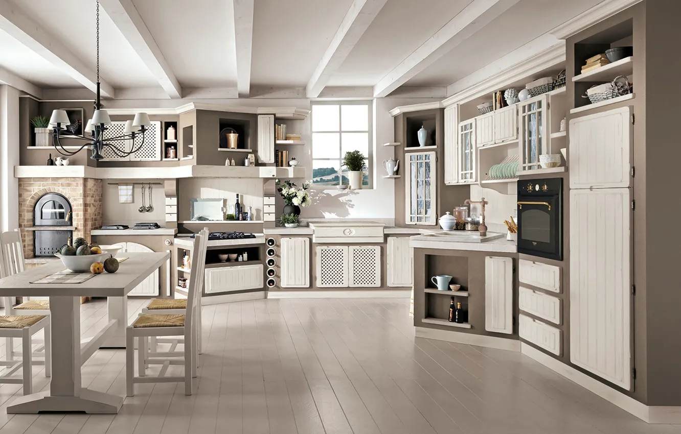 Photo wallpaper style, interior, kitchen, dining room, Italian design, Ospedaletti Kitchen