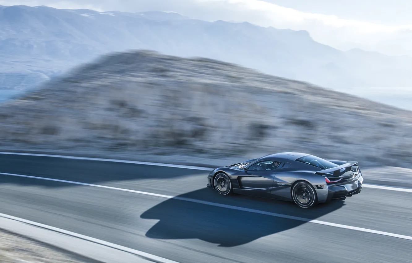 Photo wallpaper road, drive, Rimac, motion, Concept Two, Rimac C_Two