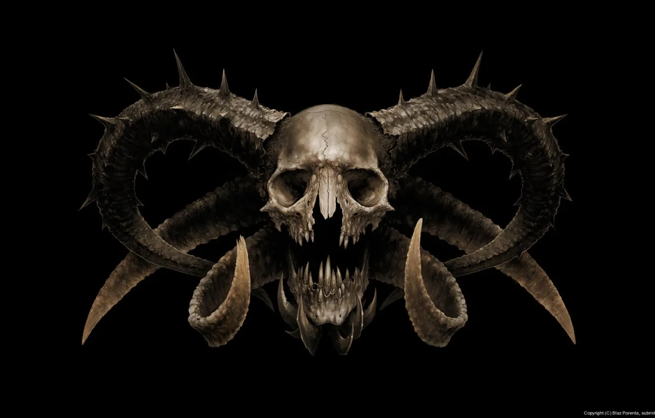 Photo wallpaper fear, skull, horns, the devil, horror, Satan, by Blaz Porenta, Satan's sake