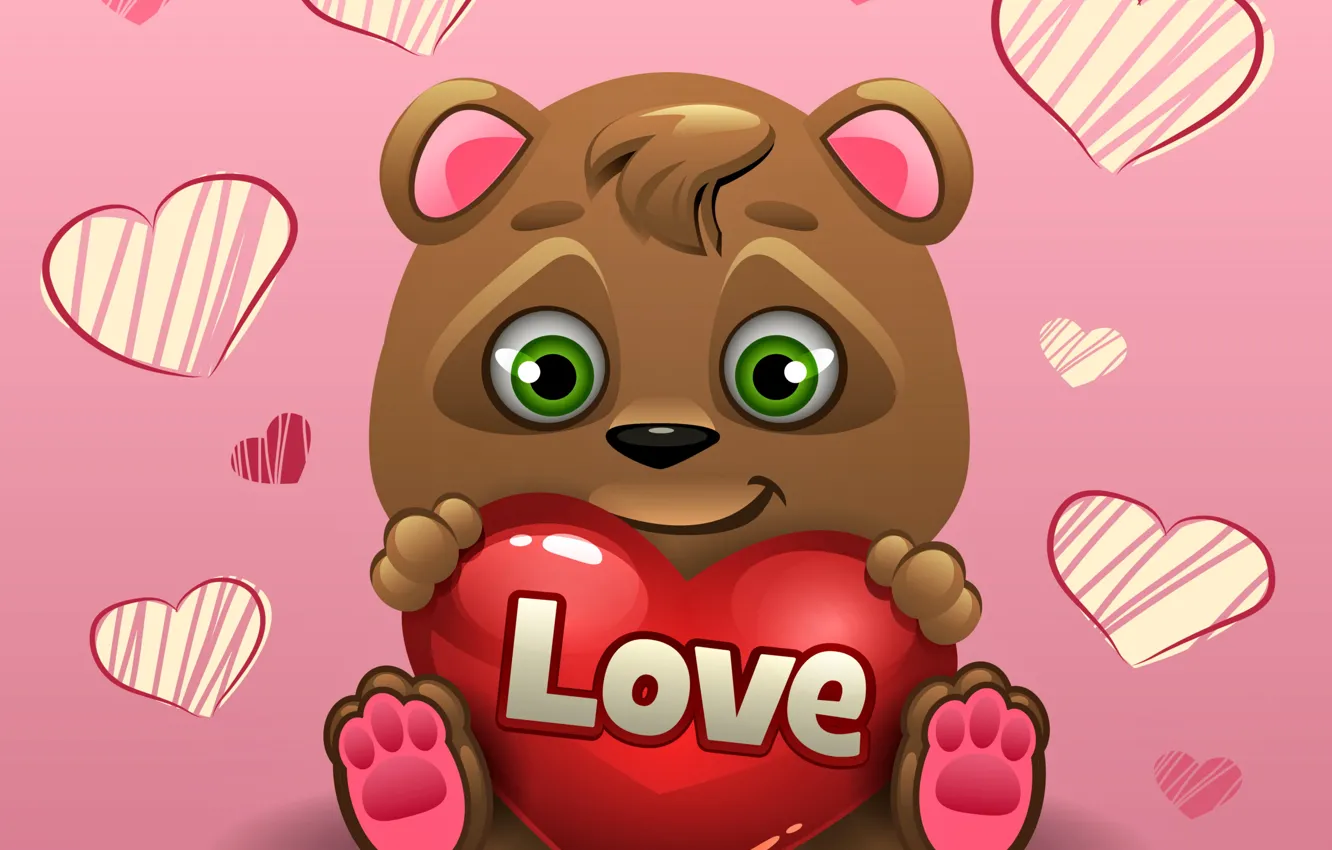 Photo wallpaper heart, bear, love, bear, heart, romantic, teddy, Valentine's Day