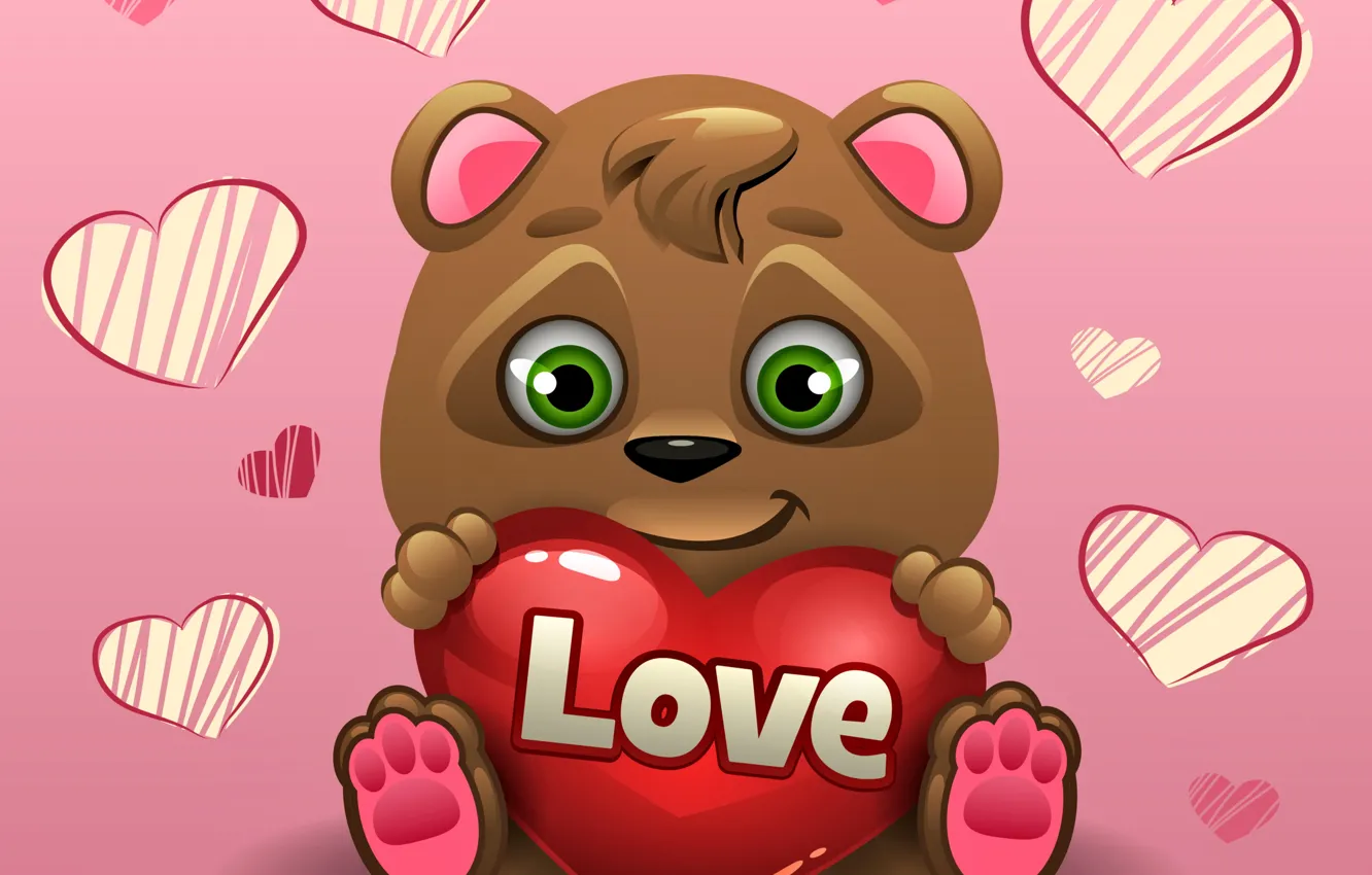 Photo wallpaper heart, bear, love, bear, heart, romantic, teddy, valentine's day
