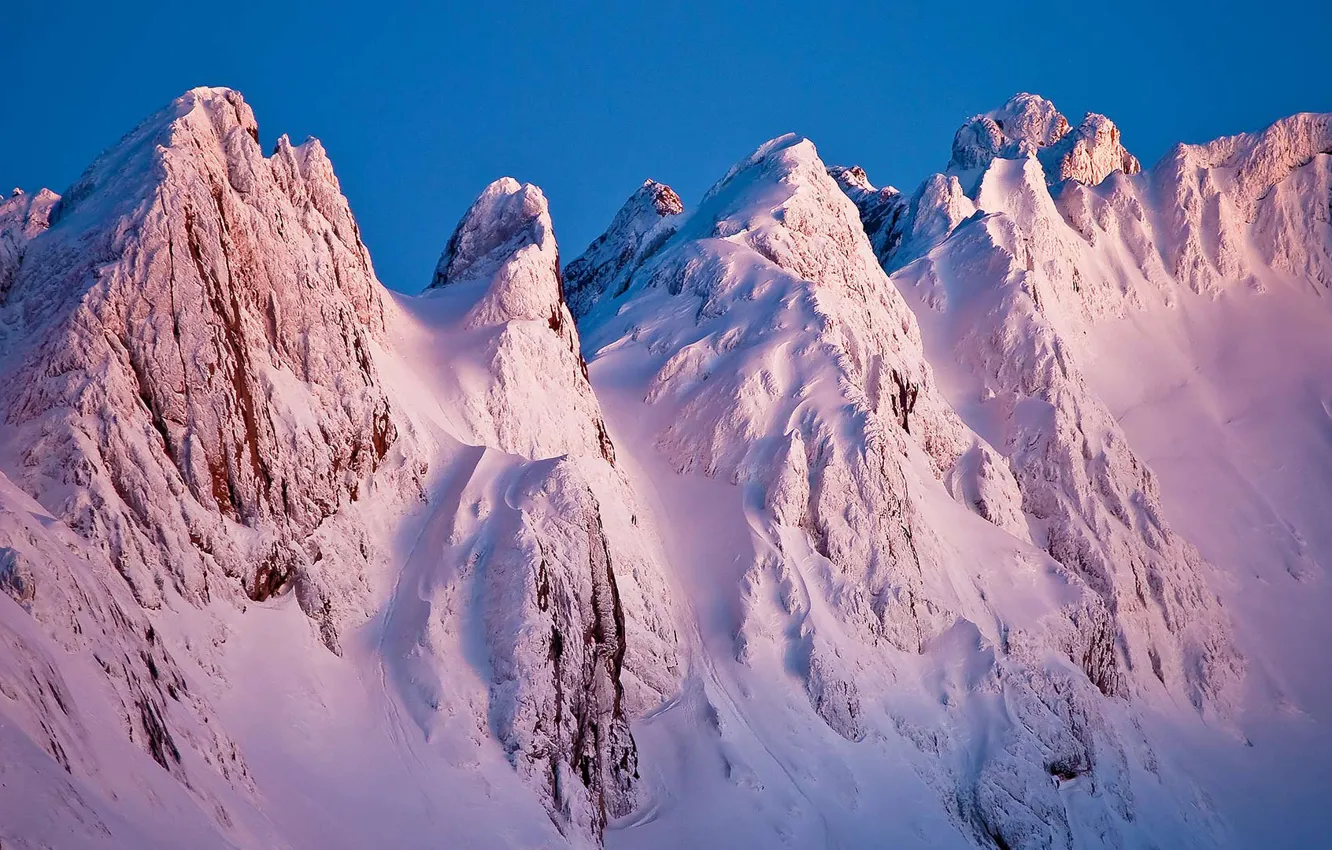 Photo wallpaper The Picos de Europa, Spain, snow, mountains, Asturias