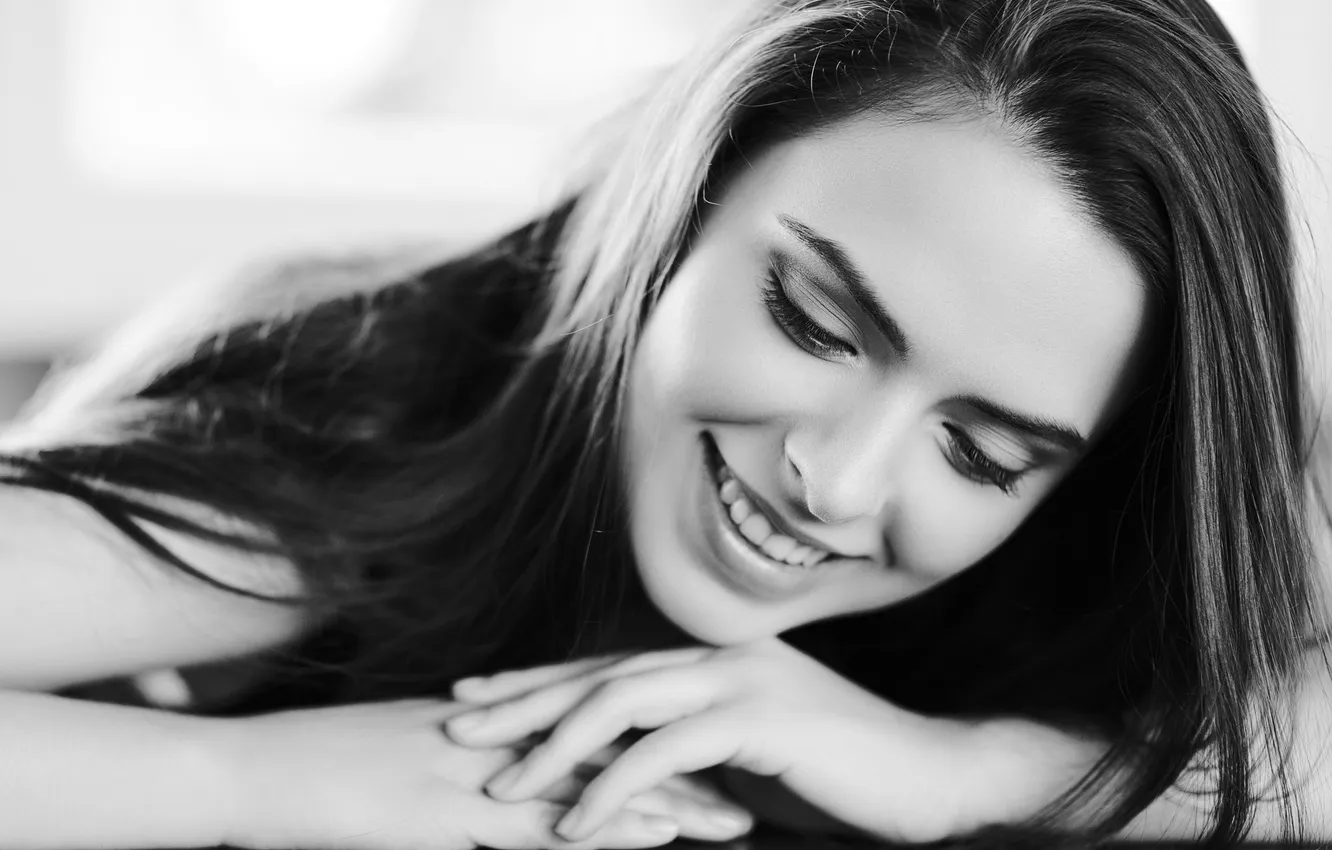 Photo wallpaper girl, happiness, smile, hair