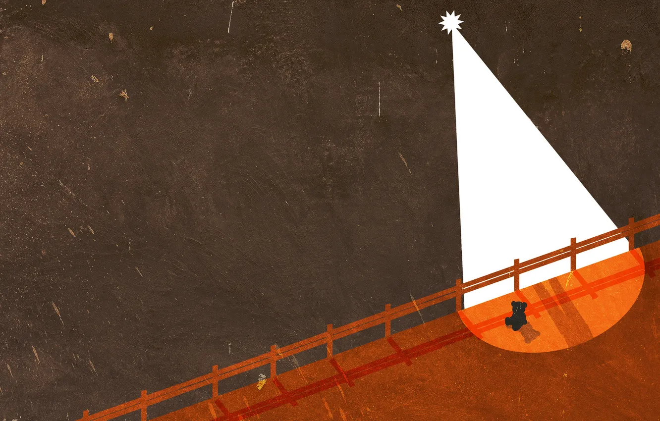 Photo wallpaper light, bridge, bear, sitting