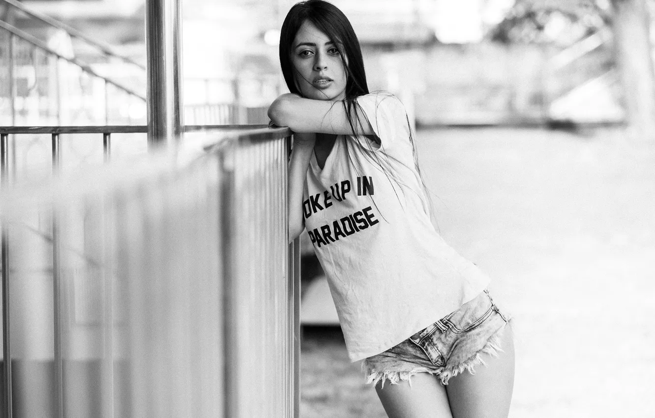 Photo wallpaper look, model, shorts, portrait, makeup, Mike, figure, brunette
